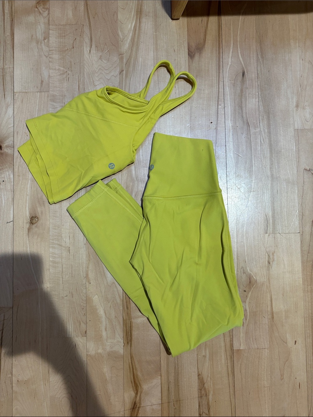 High-Waist Lemon Yellow Active Leggings/ top it’s a set - Picture 2 of 2